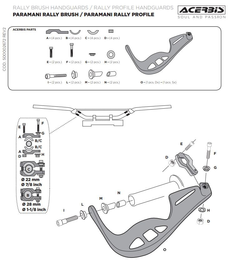Acerbis hand protectors Rally Brush Kit including attachment kit