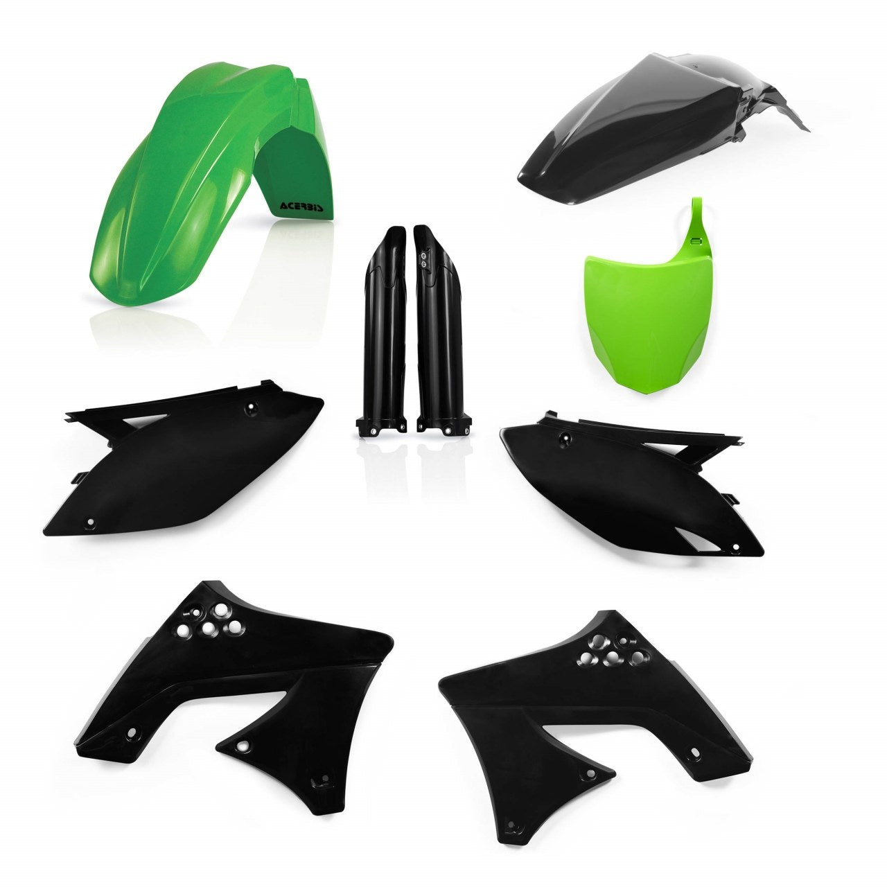 Acerbis Plastik Full Kit passend für Kawasaki schwarz-grün / 6tlg.