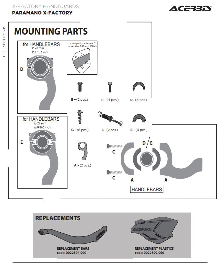 Acerbis Stahl Bügel X-Factory (Handprotektoren)
