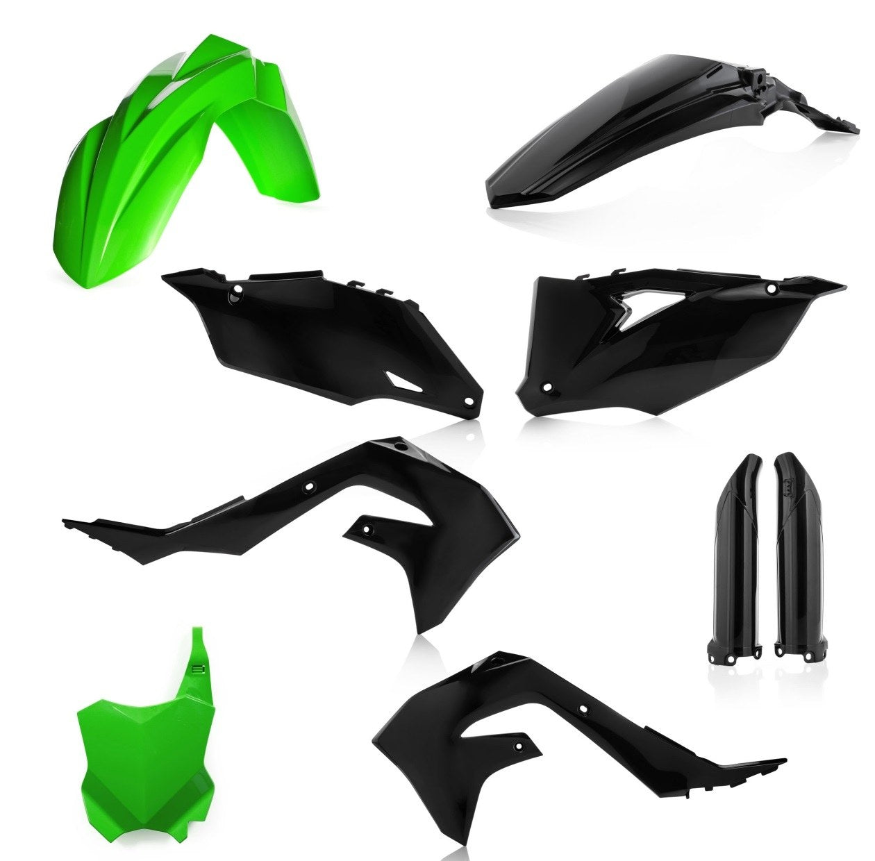 Acerbis Plastik Full Kit passend für Kawasaki grün-schwarz / 6tlg.