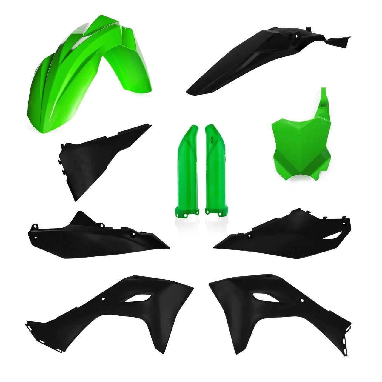 Acerbis Plastik Full Kit passend für Kawasaki grün-schwarz / 7tlg.