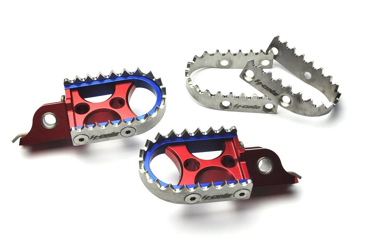 SALE% - H-ONE Fußrasten X13 passend für Honda / Kawasaki rot-blau-silber