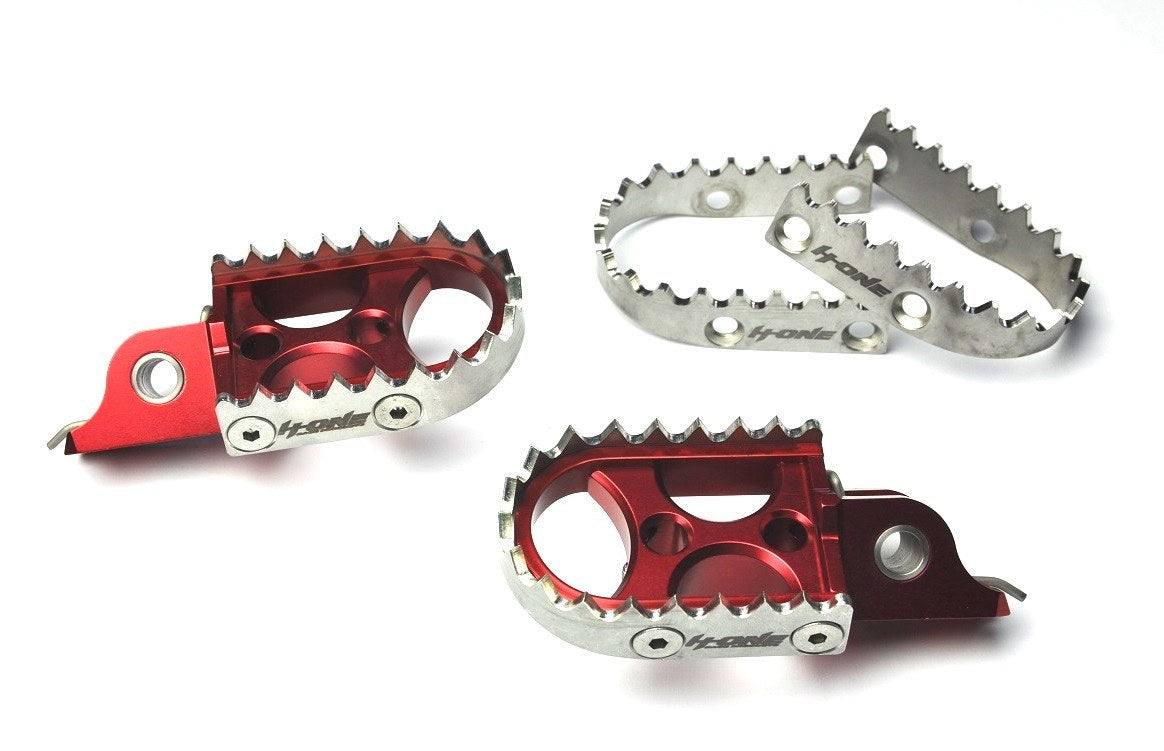 Sale% - H-ONE Fußrasten X13 passend für Honda / Kawasaki rot-rot-silber