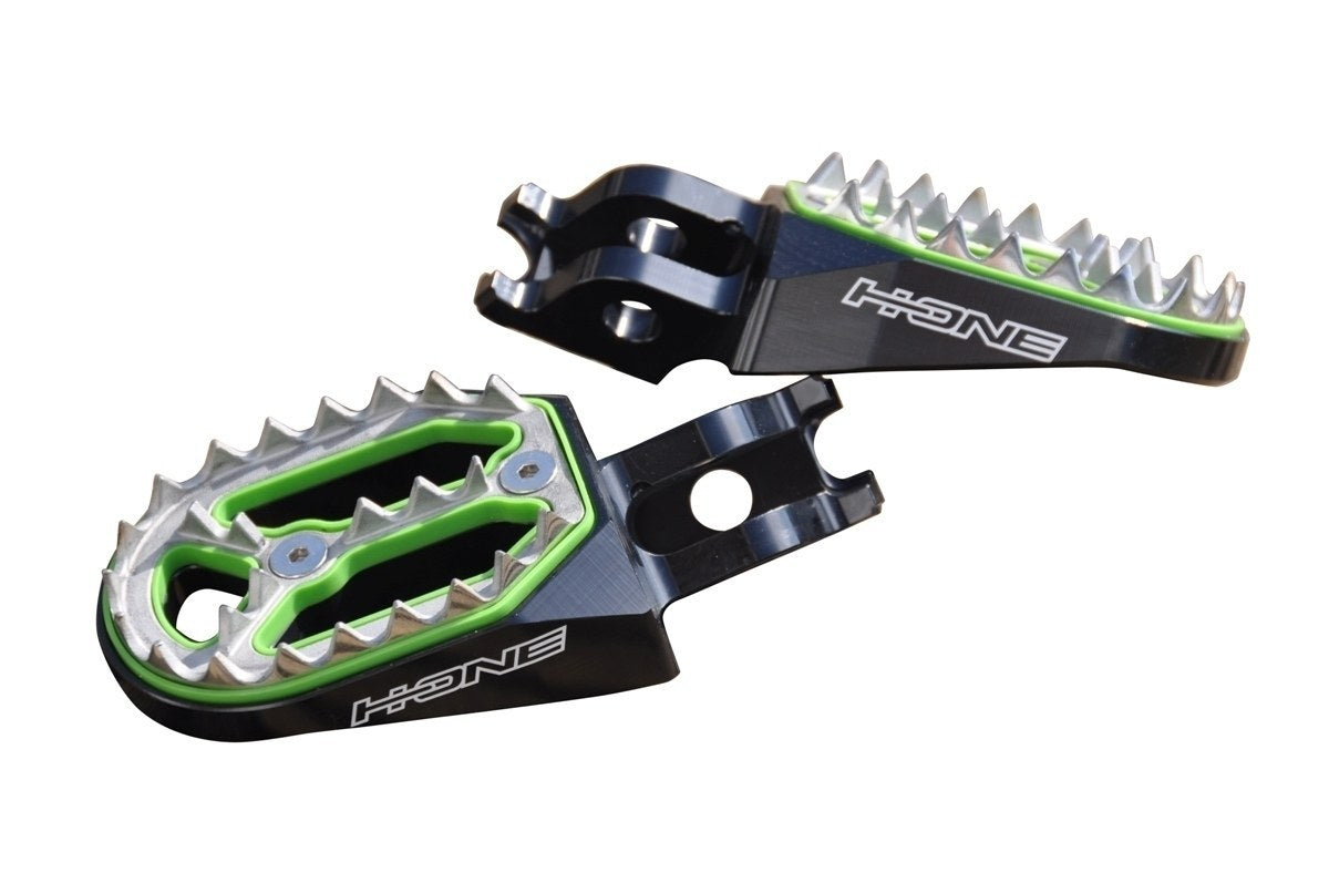 H-ONE Fußrasten Pro passend für Honda / Kawasaki schwarz-grün