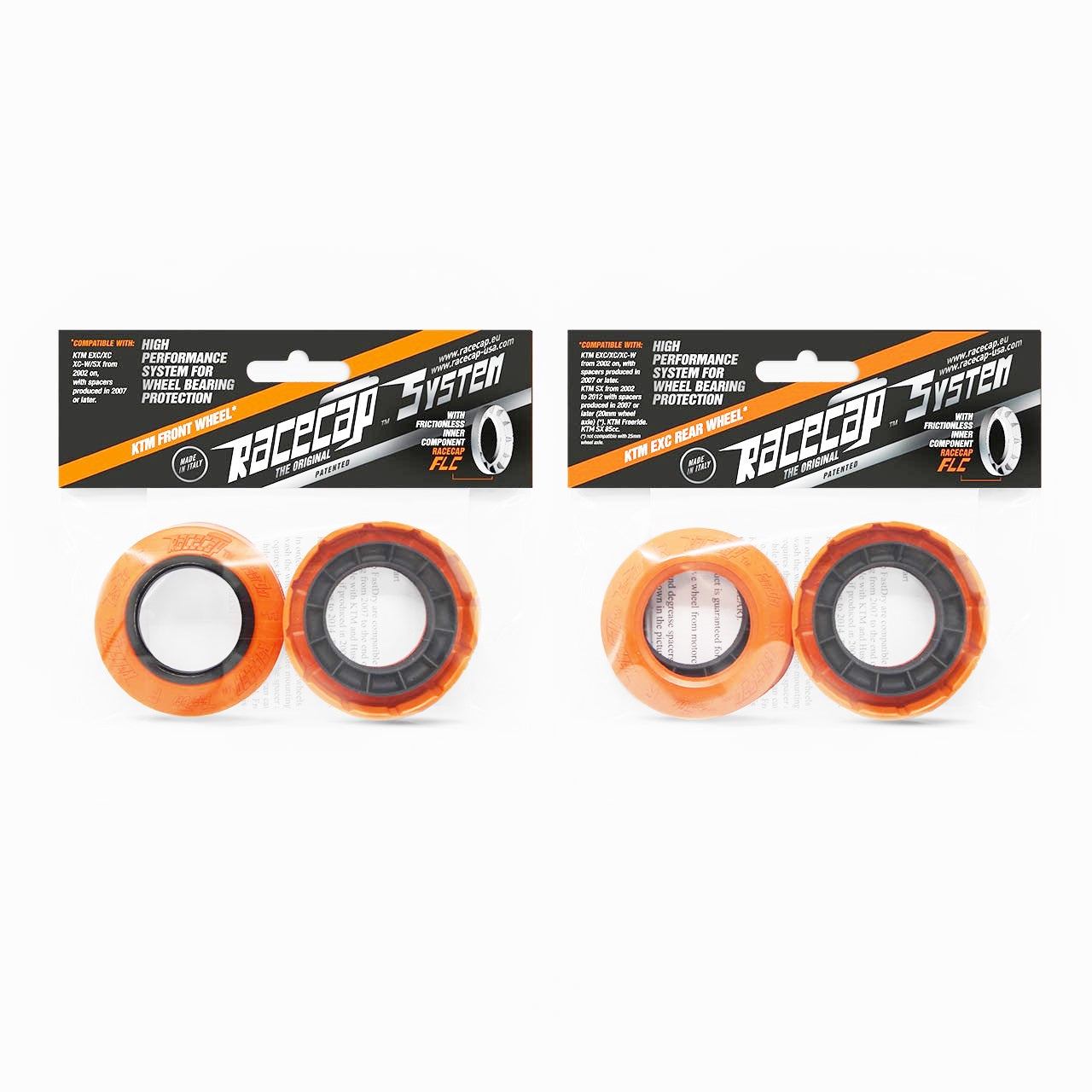 Racecap Radlager Schutz System Fullkit passend für KTM / Husqvarna / GasGas orange