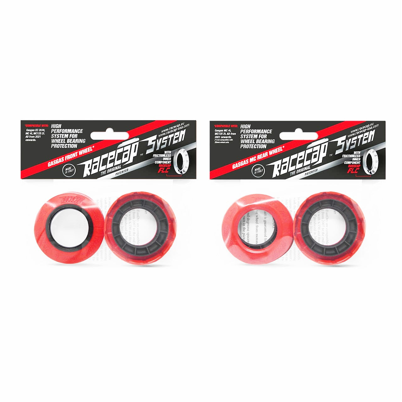 Racecap wheel bearing protection system full kit suitable for KTM / Husqvarna / GasGas red
