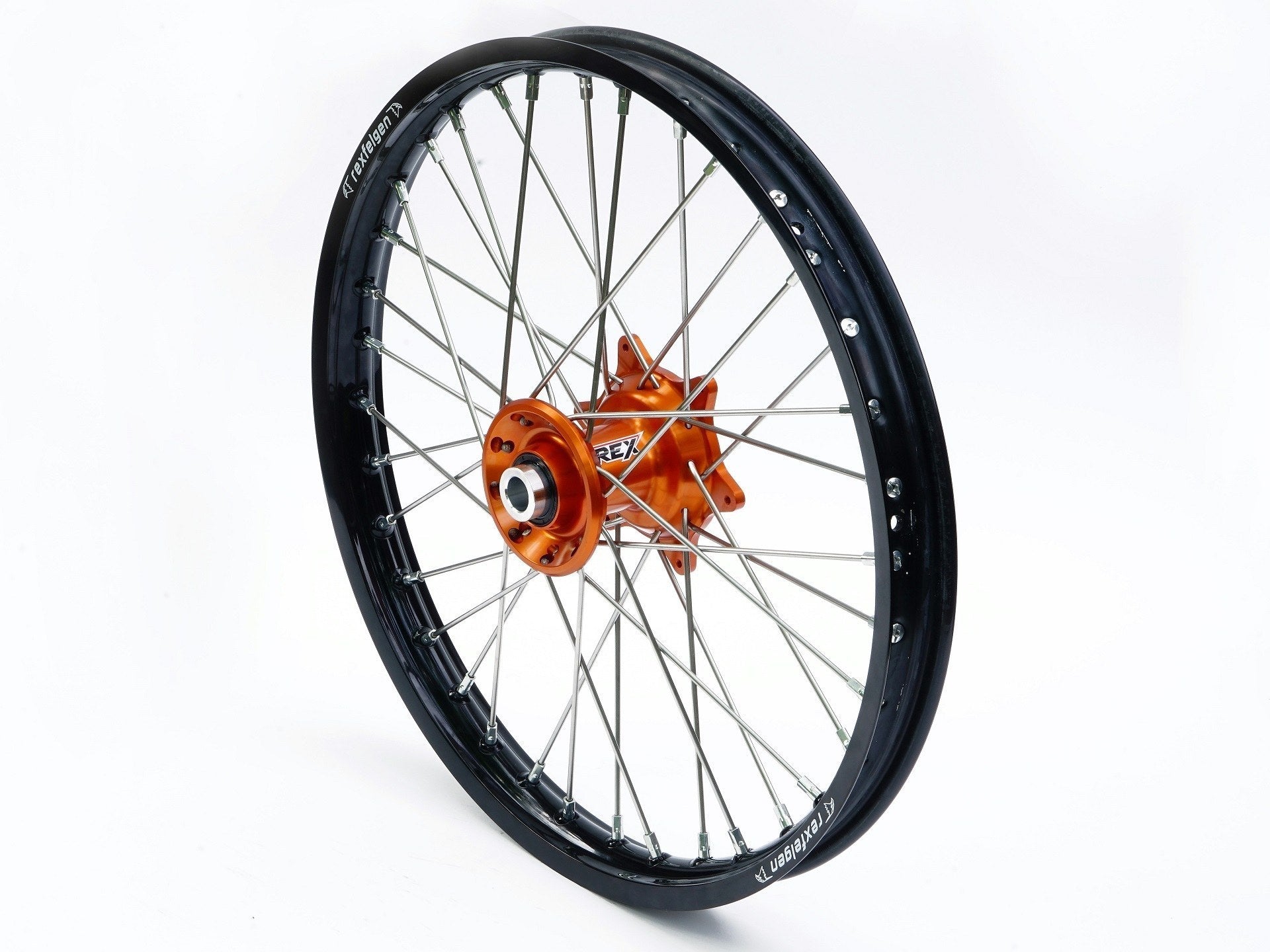 REX Rad 21x1.60 vorne passend für KTM / Husqvarna / GasGas 22MM schwarz-orange