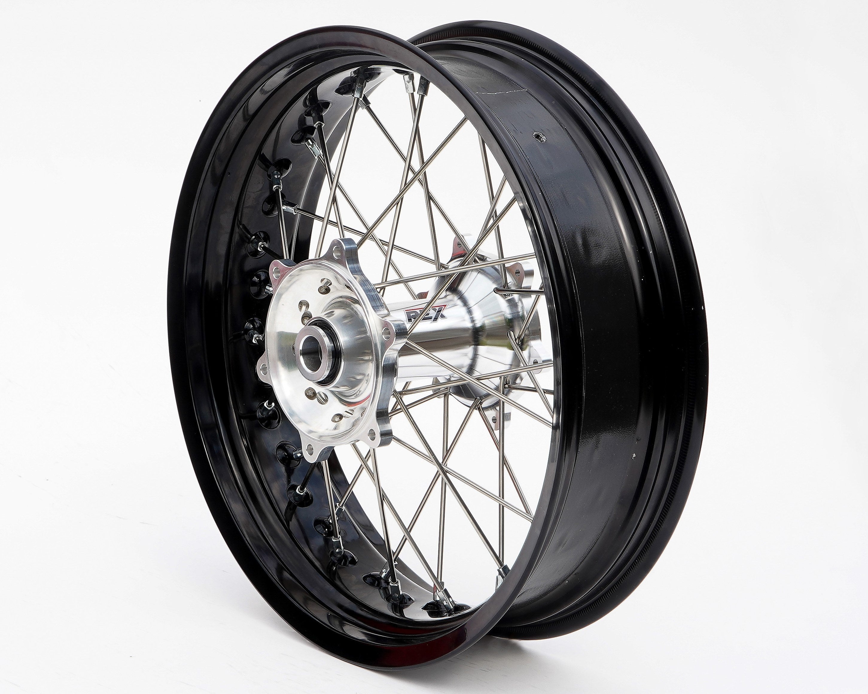 REX Rad 17x4.50 passend für Yamaha / Fantic 22MM schwarz-silber